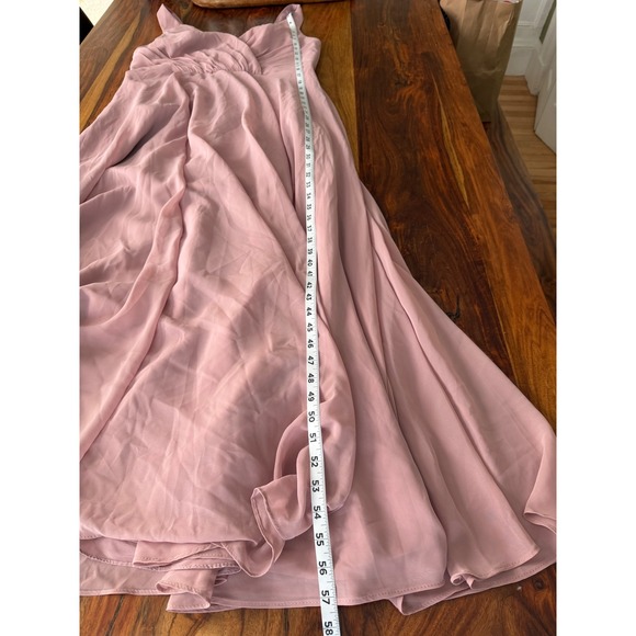 David's Bridal DB Studio Quartz Pink Pleated V-Neck Maxi Gown F20228 Size 14 - Picture 6 of 10